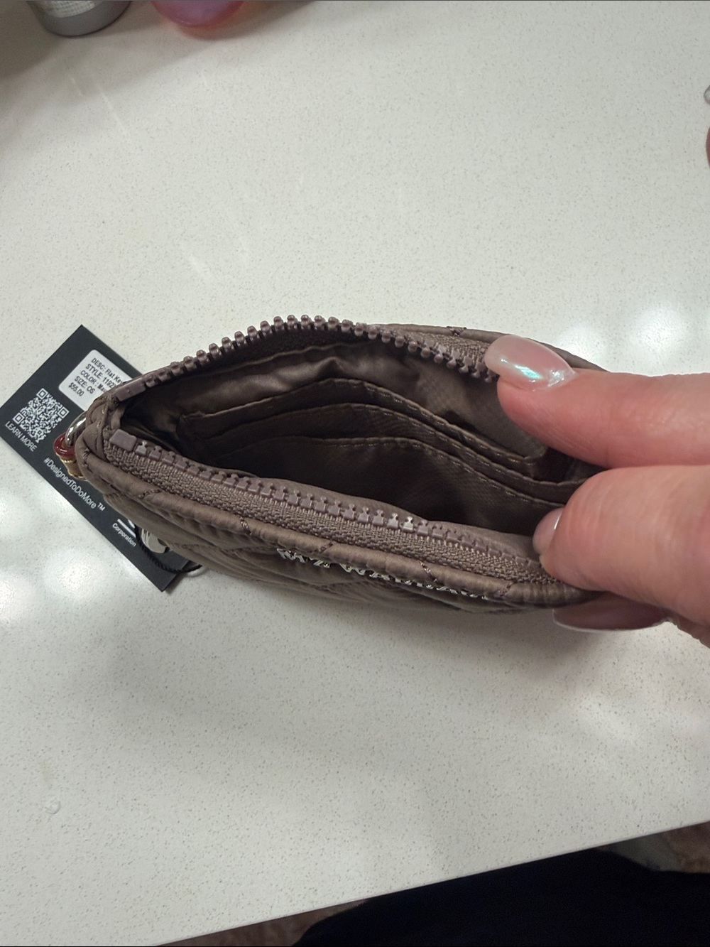 MZ Wallace Quilted Key Pouch - Taupe Brown - Picture 3 of 3